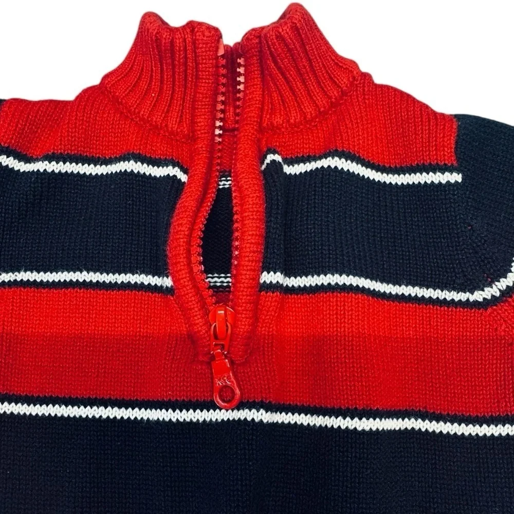 Toddler Boy Red & Black Striped Half-Zip Sweater (Size 2T)